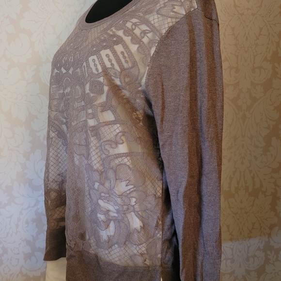 Simply Vera VeraWang Mock-Layer Lace Sweater! - Picture 4 of 10